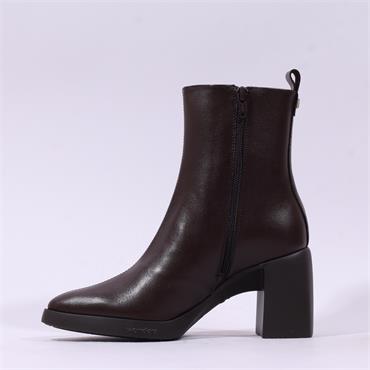 Wonders Vera Platform Block Heel Boot - Brown Leather